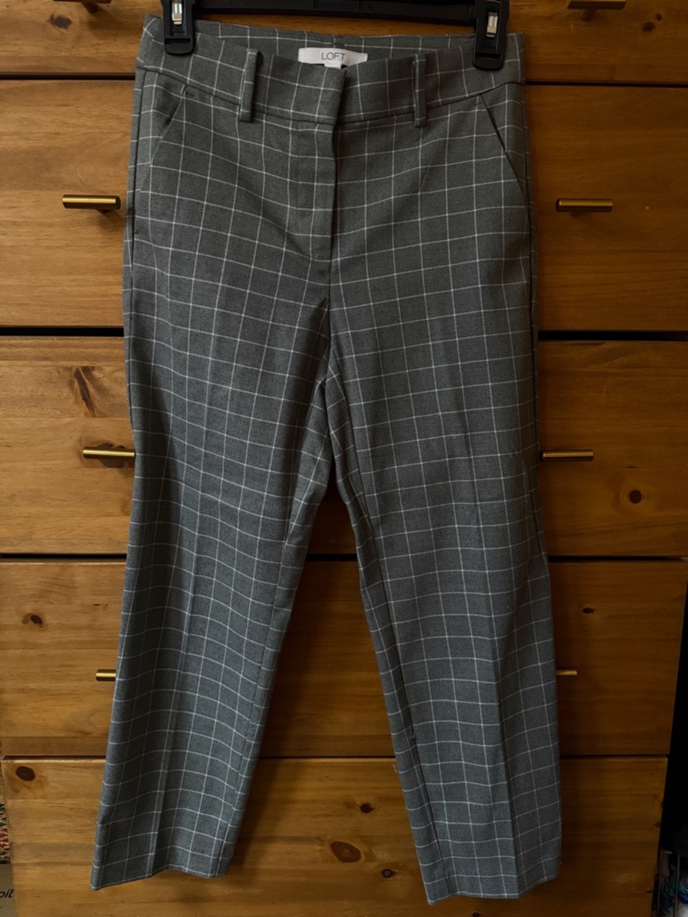 LOFT Gray Windowpane Dress Pants - Women’s Tailored Trousers